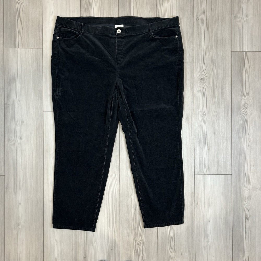 J. Jill 4X Corduroy Pull-on Pants Black Elastic Waist Tapered Leg
